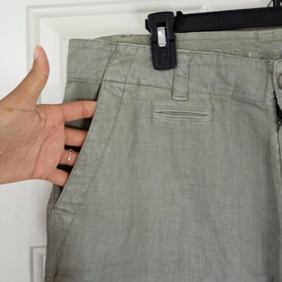 Escales Paris Casual Shorts Mens Olive Green 100% Linen Size 40 EU - Picture 3 of 13